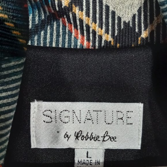 Robbie Bee Signature Sweater Dress Wm Lg Teal Plaid Cowl Turtleneck 3/4 Sleeve - Picture 12 of 12